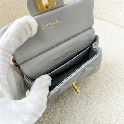 Chanel 21A Micro Bag / Flap Card Holder in Grey Lambskin AGHW