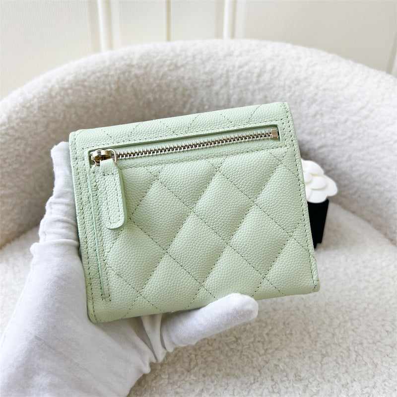 Chanel Trifold Compact Wallet in Apple Green LGHW