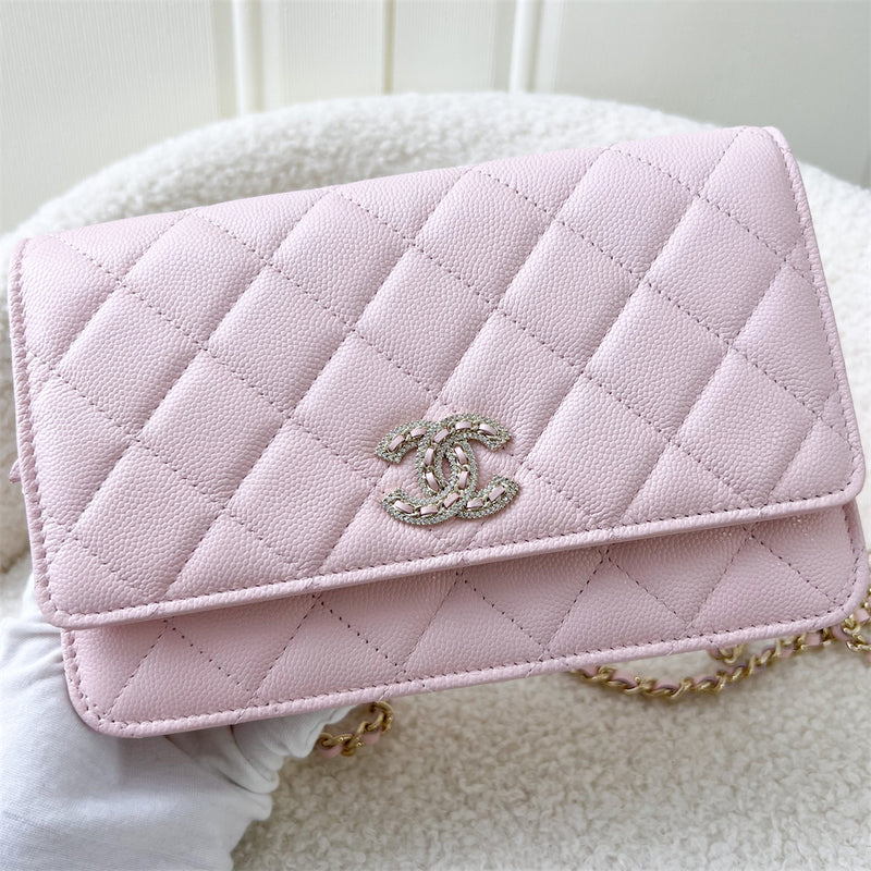 Chanel 22S Wallet on Chain WOC in Light Pink Caviar and LGHW