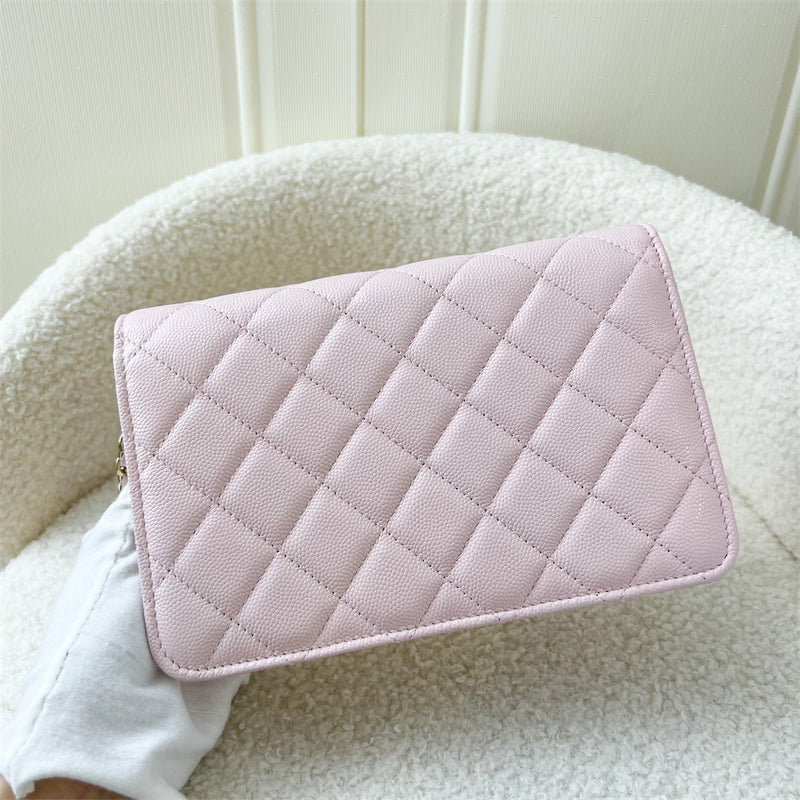 Chanel 22S Wallet on Chain WOC in Light Pink Caviar and LGHW