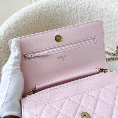 Chanel 22S Wallet on Chain WOC in Light Pink Caviar and LGHW