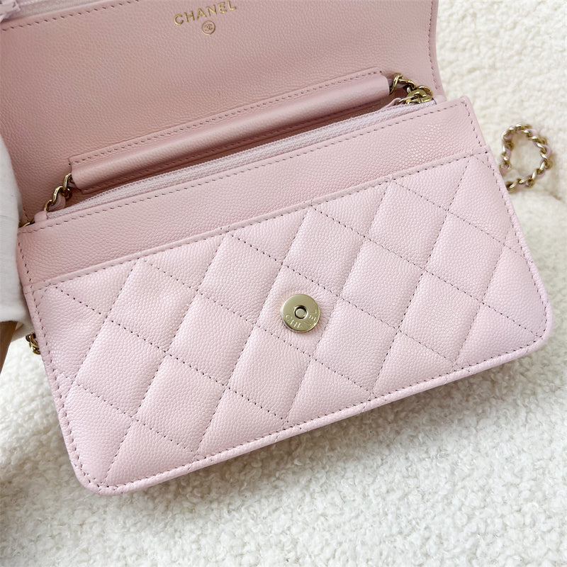 Chanel 22S Wallet on Chain WOC in Light Pink Caviar and LGHW