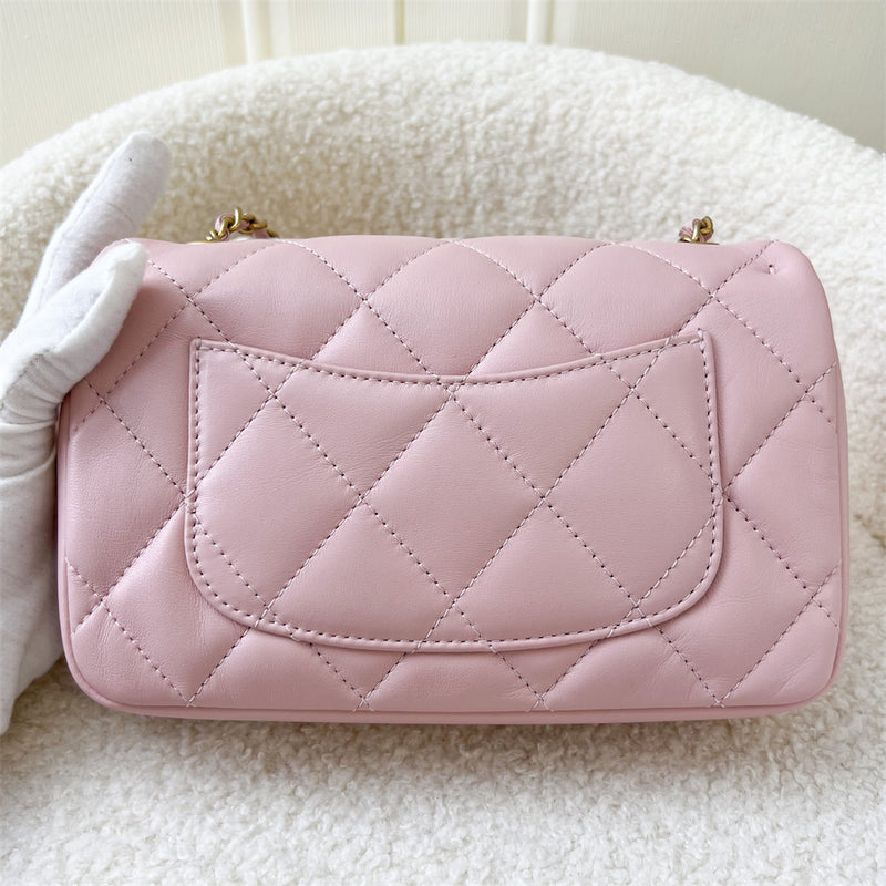 Chanel 22B Small Flap Bag with Heart Charms in Pink Lambskin and AGHW