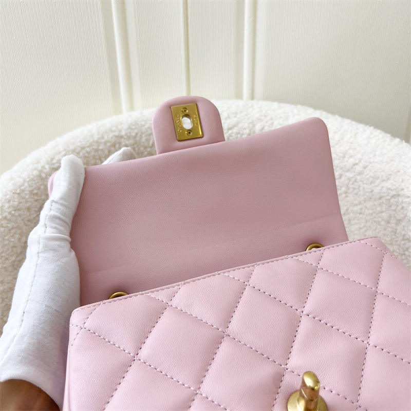 Chanel 22B Small Flap Bag with Heart Charms in Pink Lambskin and AGHW