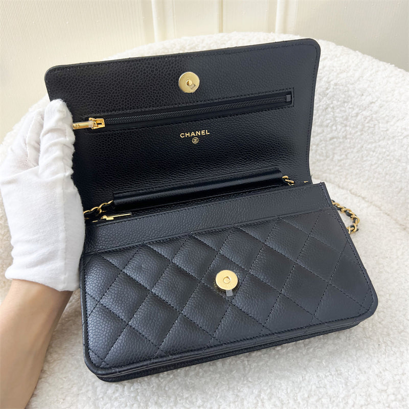 Chanel Classic Wallet on Chain WOC in Black Caviar GHW