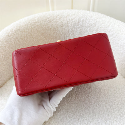 Chanel Classic Square Mini CF in Red Lambskin GHW