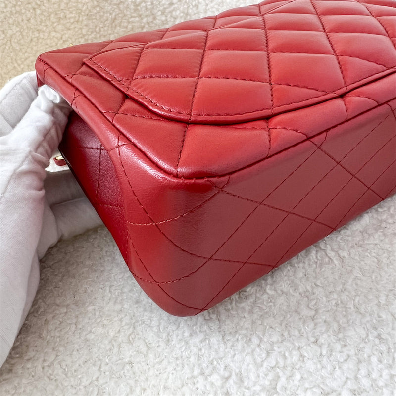 Chanel Classic Square Mini CF in Red Lambskin GHW