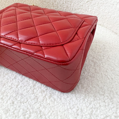 Chanel Classic Square Mini CF in Red Lambskin GHW