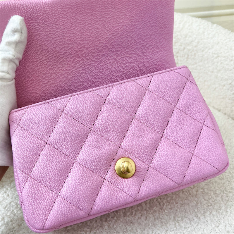 Chanel 23P Heart Adjustable Chain Mini 19cm Flap Bag in Pink Caviar AGHW