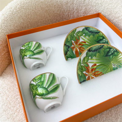 Hermes Passifolia Set of 2 Coffee Cups and Saucers