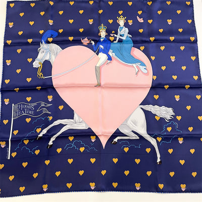 Hermes Tea Time 70cm Scarf in Dark Blue 100% Silk