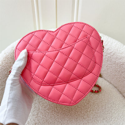 Chanel 22S Large Heart Bag in Pink Lambskin LGHW