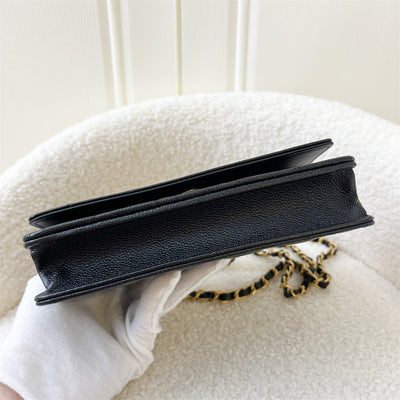 Chanel 22S "Pick Me Up" Wallet on Chain WOC in Black Caviar AGHW