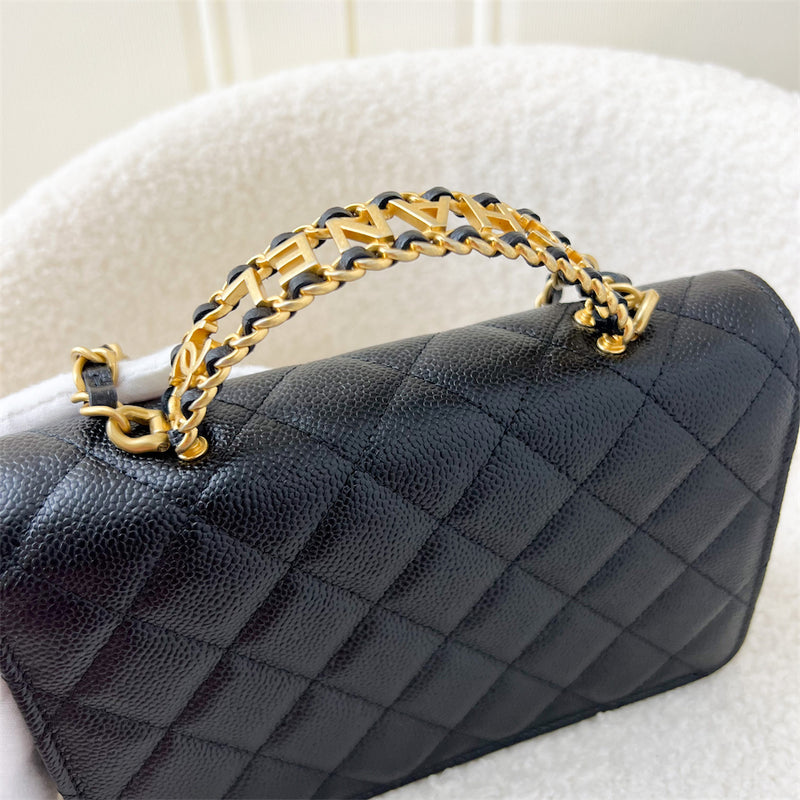Chanel 22S "Pick Me Up" Wallet on Chain WOC in Black Caviar AGHW