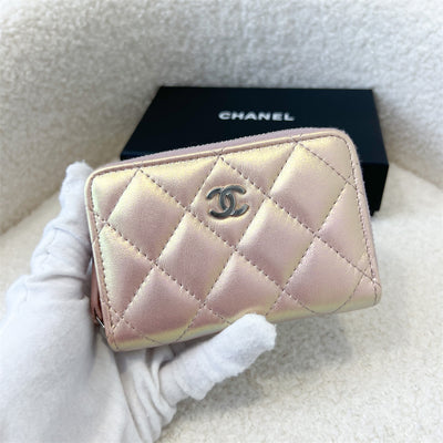 Chanel 21K Zipped Card Holder Purse in Iridescent Pink SHW