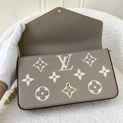 LV Félicie Pochette in Tourterelle (Grey) and Creme Monogram Empreinte Leather and GHW