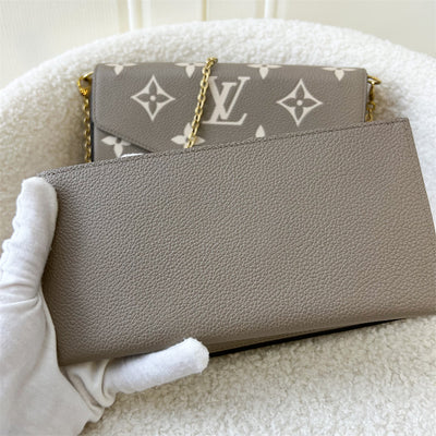 LV Félicie Pochette in Tourterelle (Grey) and Creme Monogram Empreinte Leather and GHW