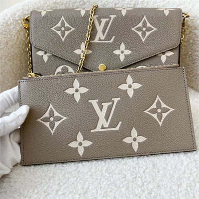 LV Félicie Pochette in Tourterelle (Grey) and Creme Monogram Empreinte Leather and GHW