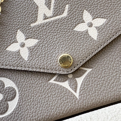 LV Félicie Pochette in Tourterelle (Grey) and Creme Monogram Empreinte Leather and GHW