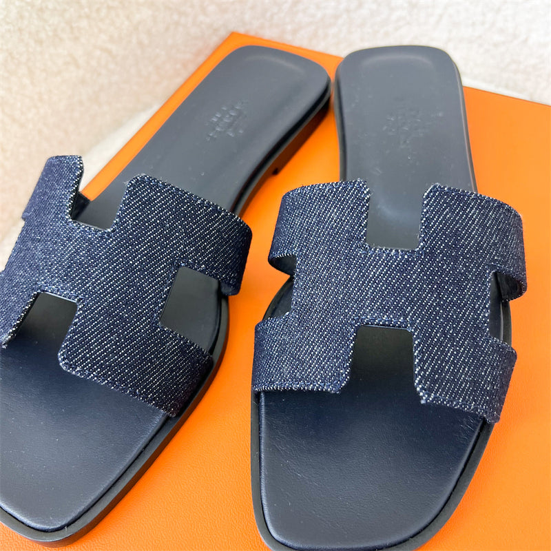 Hermes Oran Sandals in Denim Sz 36