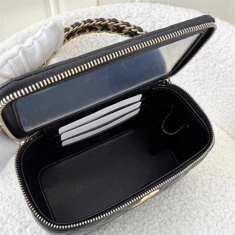 Chanel 22B Small Vanity with Top Handle in Black Lambskin AGHW