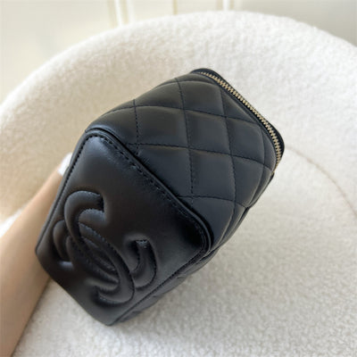 Chanel 22B Small Vanity with Top Handle in Black Lambskin AGHW