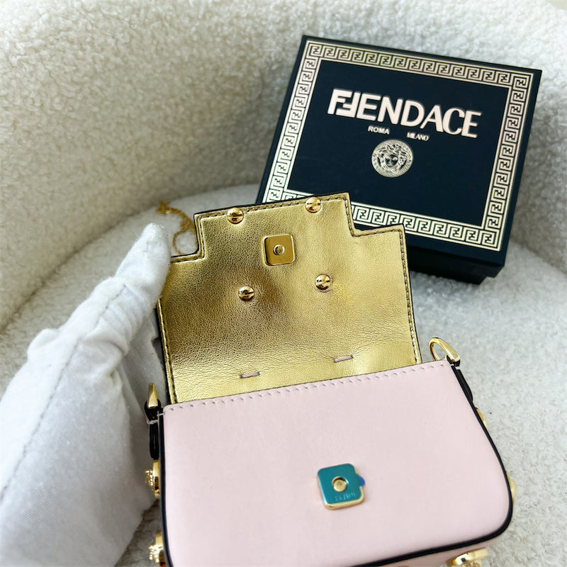 Fendi Versace Fendace Nano Baguette in Rose Confetto Calfskin