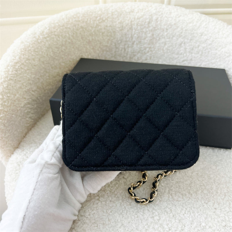 Chanel 2023 VIP Clutch on Chain in Black Jersey and LGHW