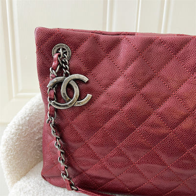 Chanel Seasonal Shopping Tote in Iridescent Red Caviar and RHW