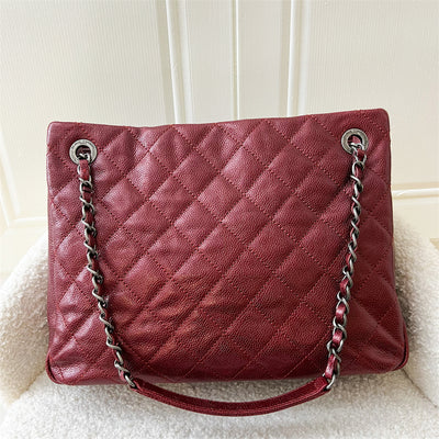 Chanel Seasonal Shopping Tote in Iridescent Red Caviar and RHW