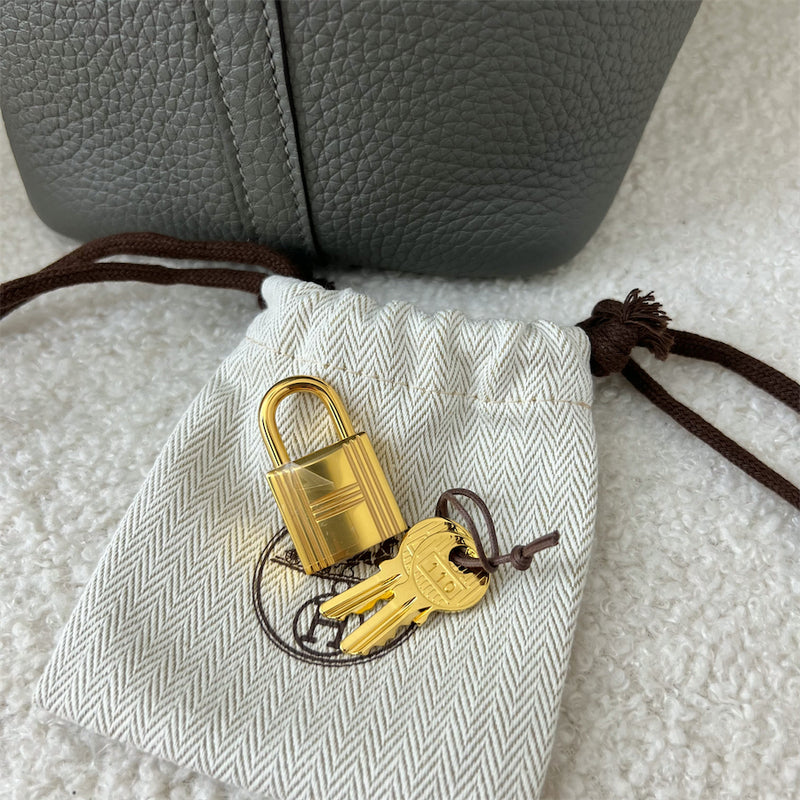 Hermes Picotin Lock 18 in Gris Meyer Clemence Leather GHW