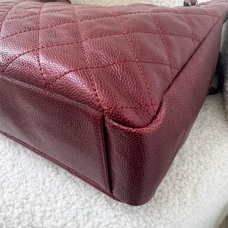 Chanel Seasonal Shopping Tote in Iridescent Red Caviar and RHW