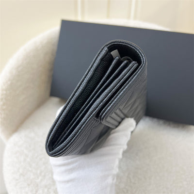 Chanel Boy Flap Long Wallet in Black Caviar AGHW