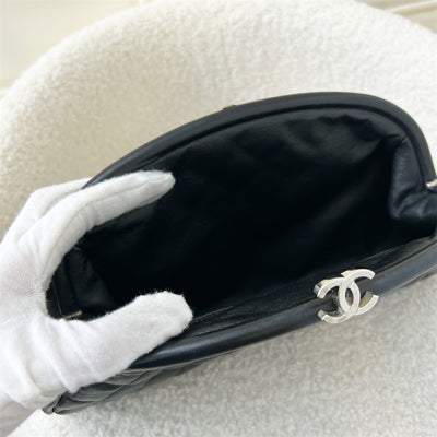 Chanel Timeless Kisslock Clutch in Black Lambskin and SHW