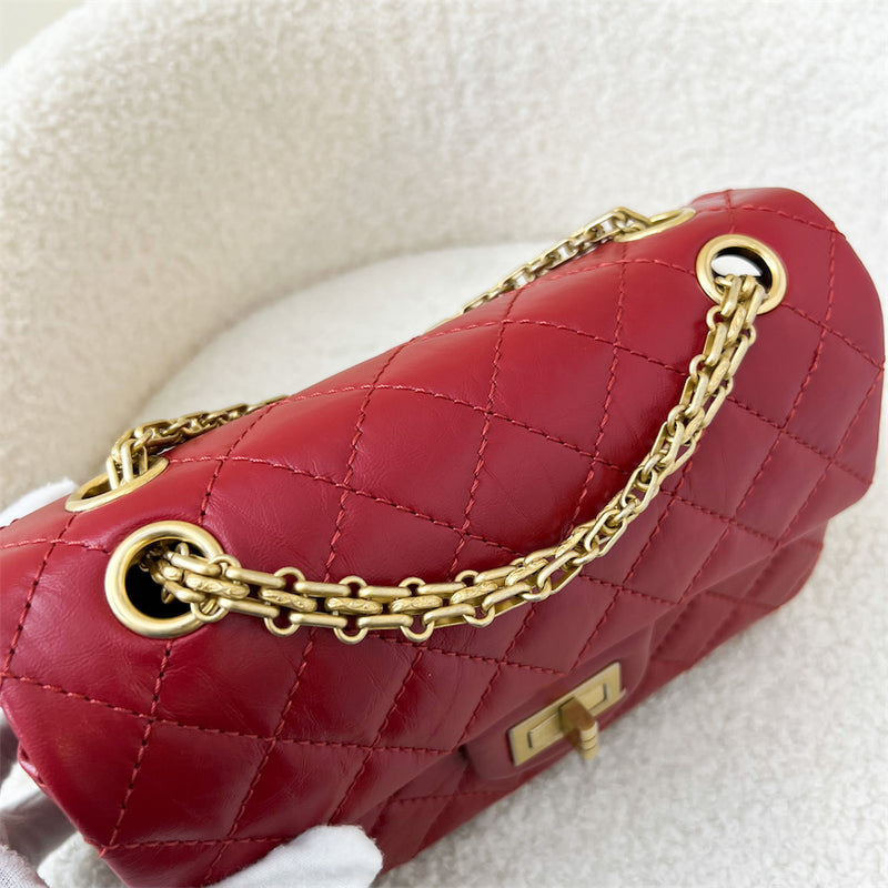 Chanel Mini 2.55 Reissue Flap in Red Distressed Calfskin AGHW