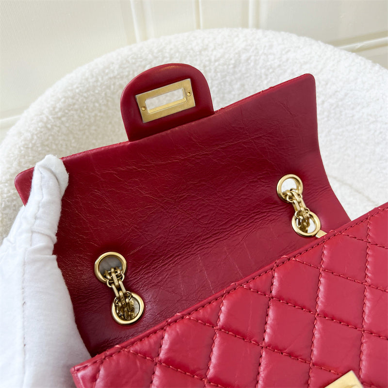 Chanel Mini 2.55 Reissue Flap in Red Distressed Calfskin AGHW