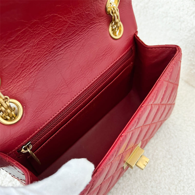 Chanel Mini 2.55 Reissue Flap in Red Distressed Calfskin AGHW