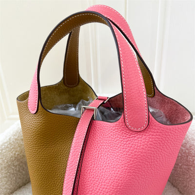 Hermes Picotin Lock 18 in Bicolor (Rose Azalee / Sesame) Clemence Leather PHW