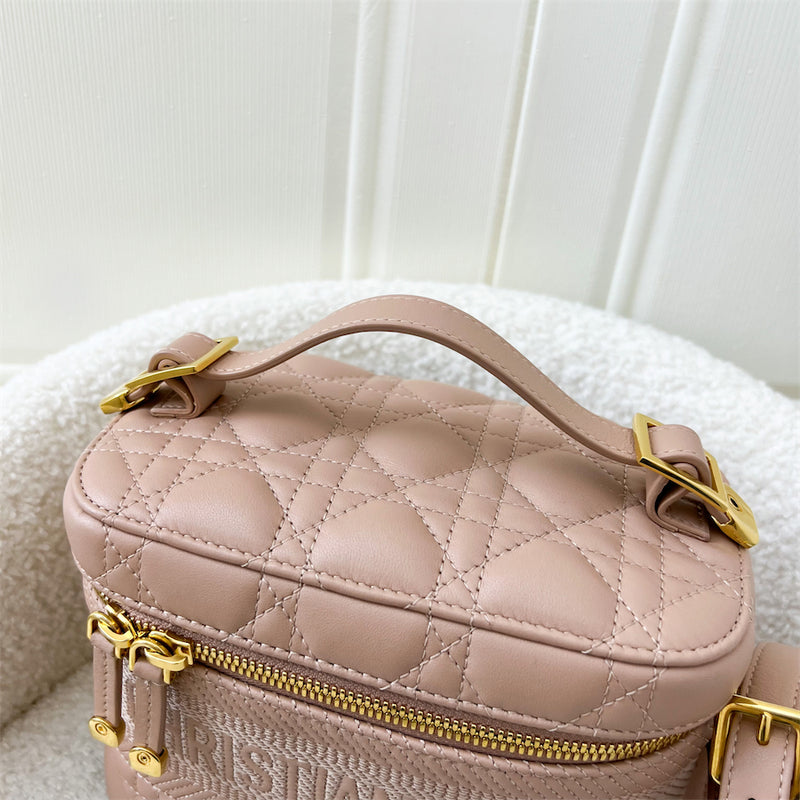 Dior Small Diortravel Vanity Case in Rose Des Vents Cannage Lambskin and GHW