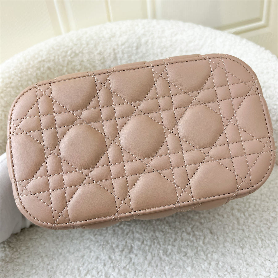 Small DiorTravel Vanity Case Rose Des Vents Cannage Lambskin