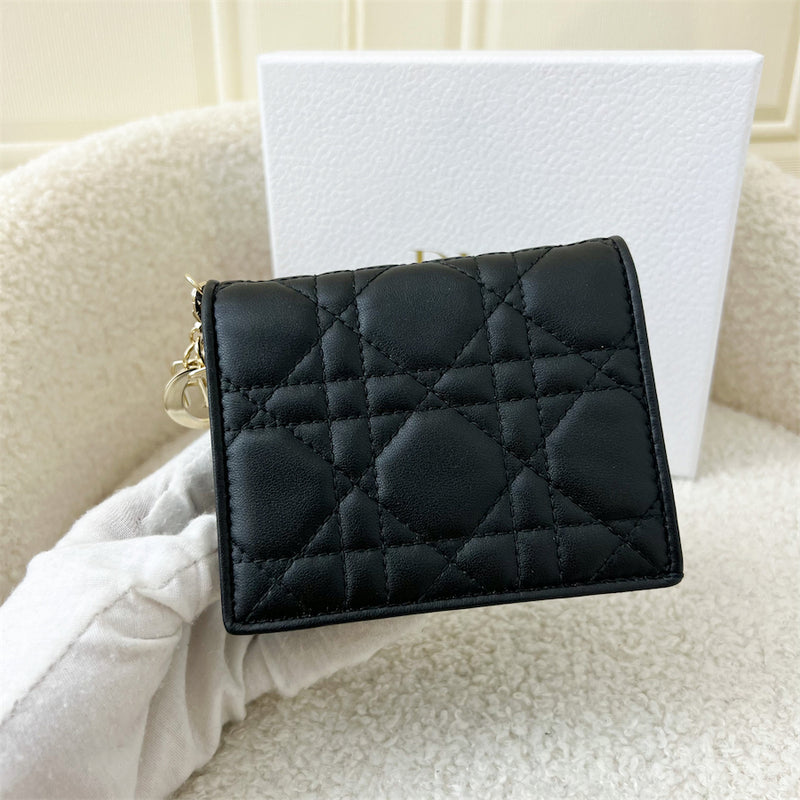 Dior Lady Dior Small Wallet Black Supple Cannage Lambskin GHW