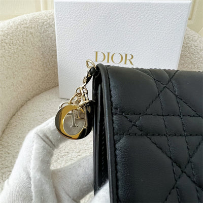 Dior Lady Dior Small Wallet Black Supple Cannage Lambskin GHW