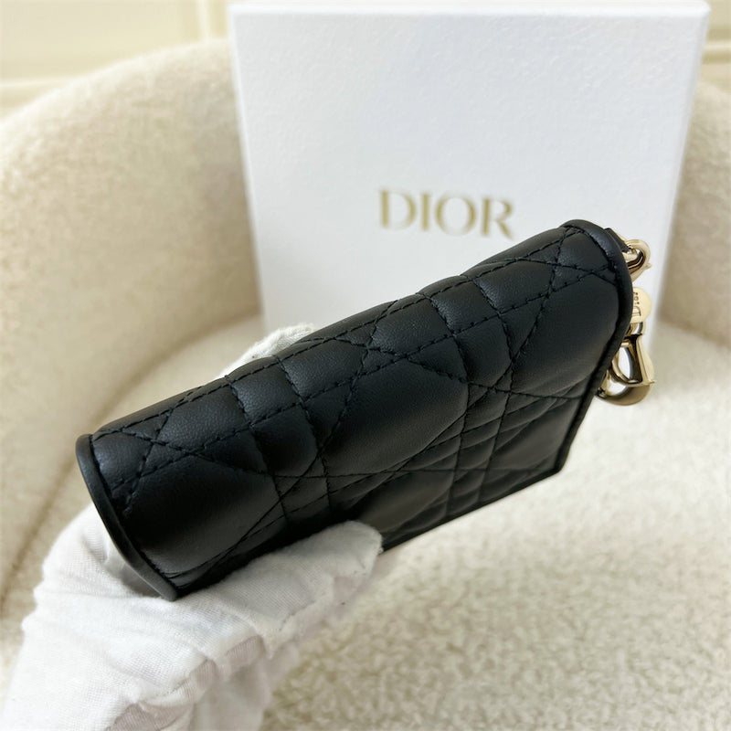 Dior Lady Dior Small Wallet Black Supple Cannage Lambskin GHW