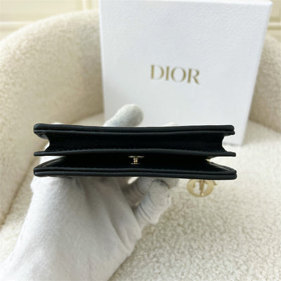 Dior Lady Dior Small Wallet Black Supple Cannage Lambskin GHW