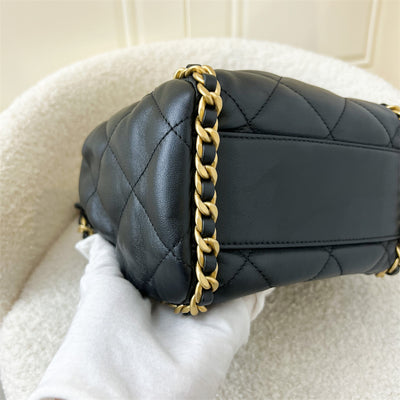 Chanel Seasonal Chains Drawstring Bag in Black Lambskin AGHW