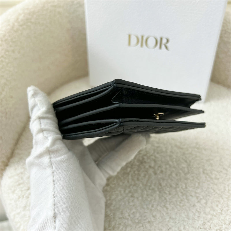 Dior Lady Dior Small Wallet Black Supple Cannage Lambskin GHW