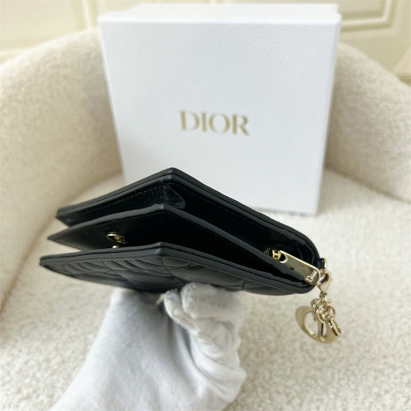 Dior Lady Dior Small Wallet Black Supple Cannage Lambskin GHW