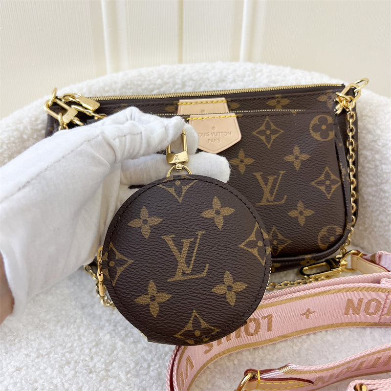 LV Multi Pochette Accessoiries in Monogram Canvas with Pink Strap GHW