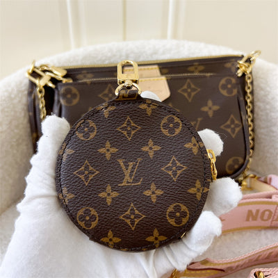 LV Multi Pochette Accessoiries in Monogram Canvas with Pink Strap GHW