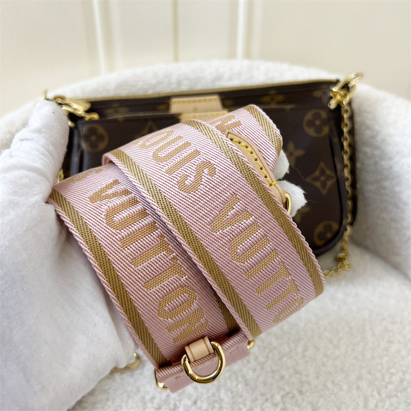 LV Multi Pochette Accessoiries in Monogram Canvas with Pink Strap GHW